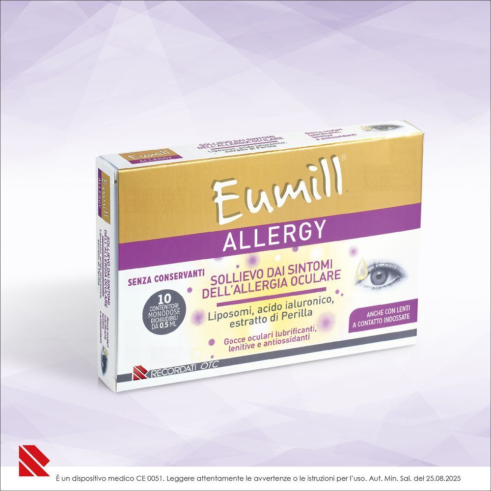 Eumill Allergy: scatola di gocce oculari per allergie, 10 flaconcini.