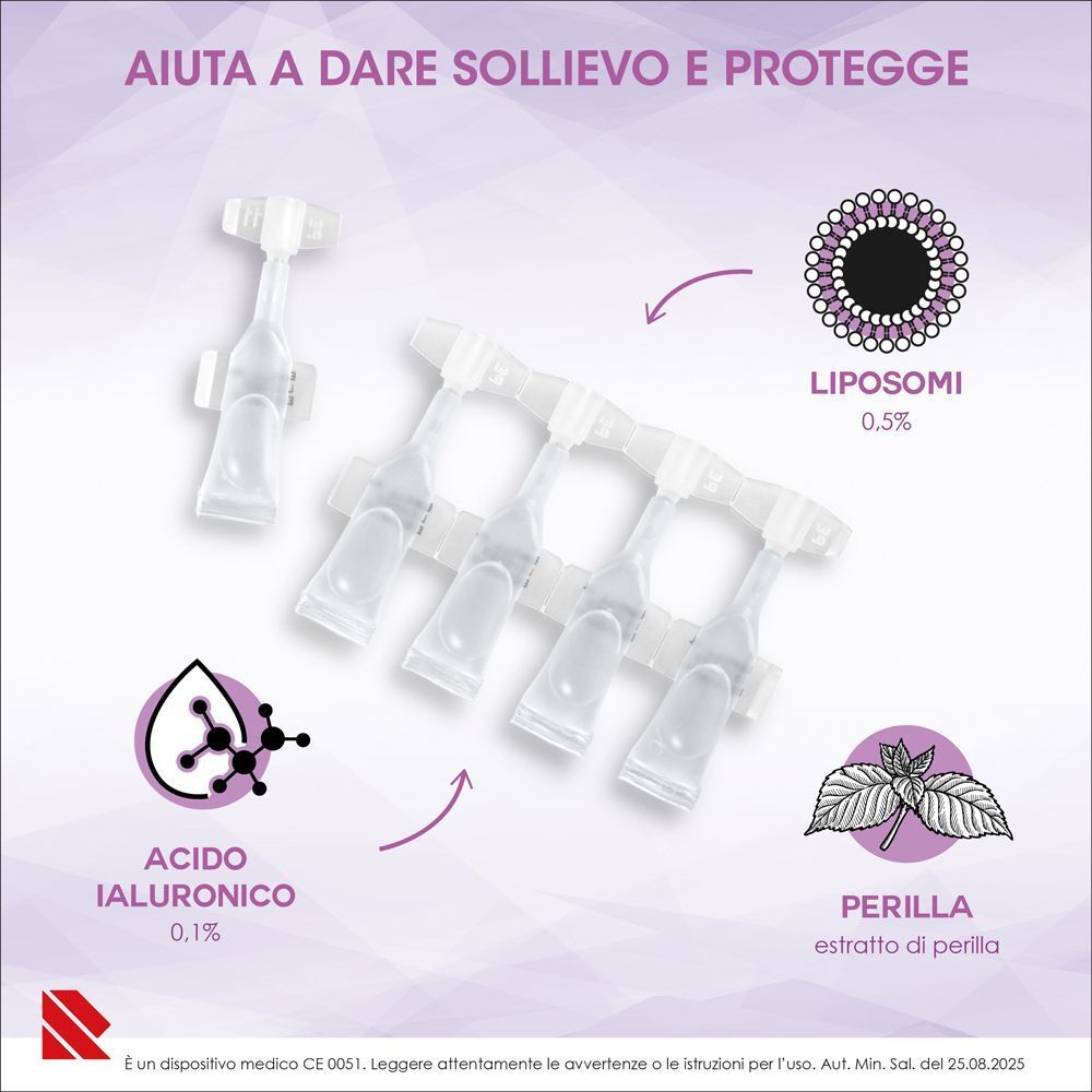 Eumill Allergy: flaconcini monodose con liposomi, acido ialuronico e perilla.