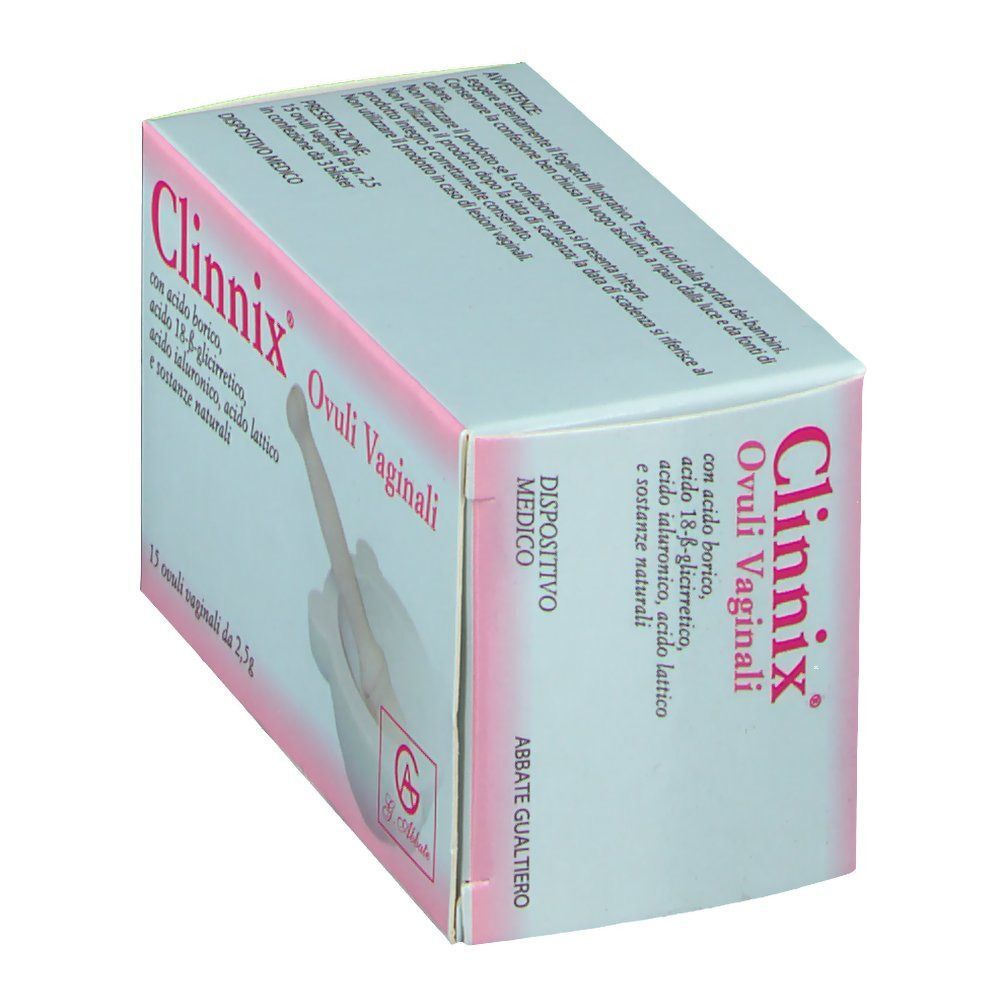 Una confezione di Clinnix Ovuli Vaginali, contrassegnata come dispositivo medico.