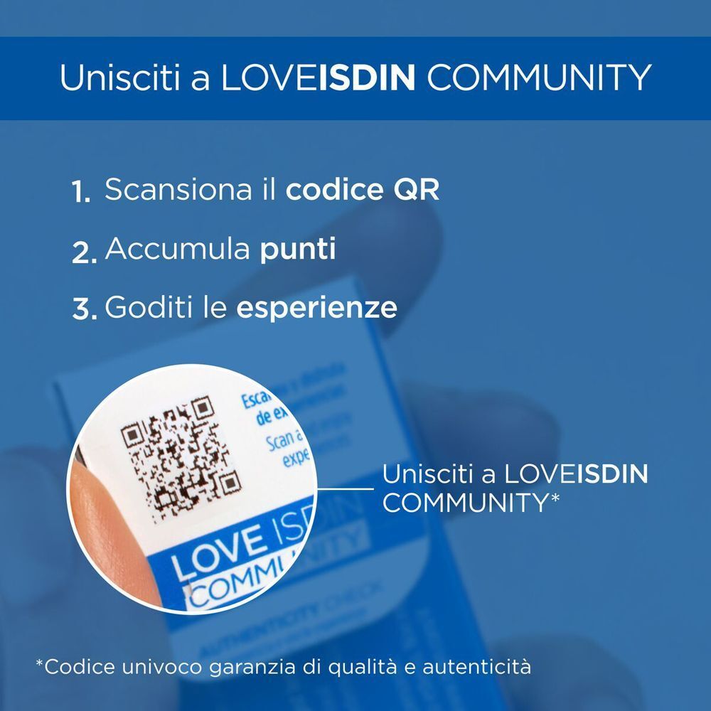 Codice QR e testo per unirsi alla LOVEISDIN COMMUNITY.