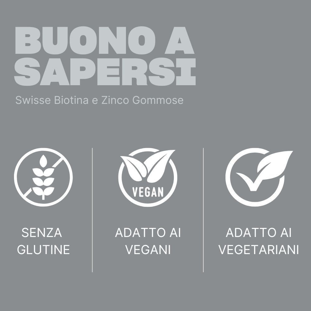 Gommose Swisse Biotina e Zinco: Senza glutine, vegane, vegetariane.