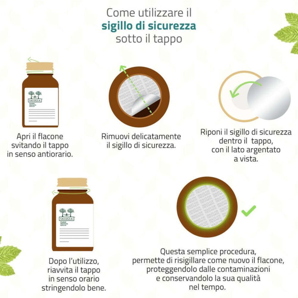 Istruzioni per aprire e richiudere il flacone di Allergisan Salugea.