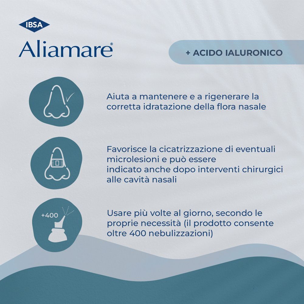 Spray nasale Aliamare: aiuta l'idratazione, favorisce la guarigione, oltre 400 nebulizzazioni.