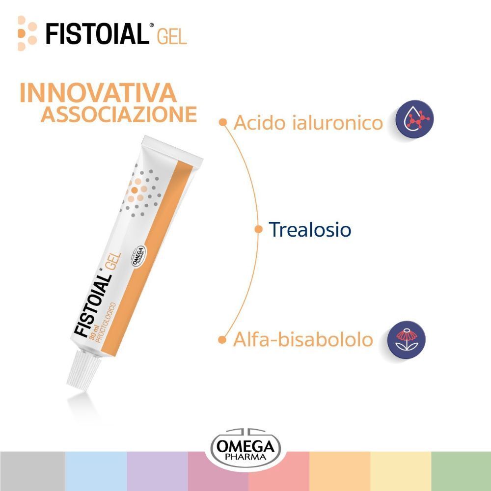 FISTOIAL® Gel: Contiene acido ialuronico, trealosio e alfa-bisabololo.