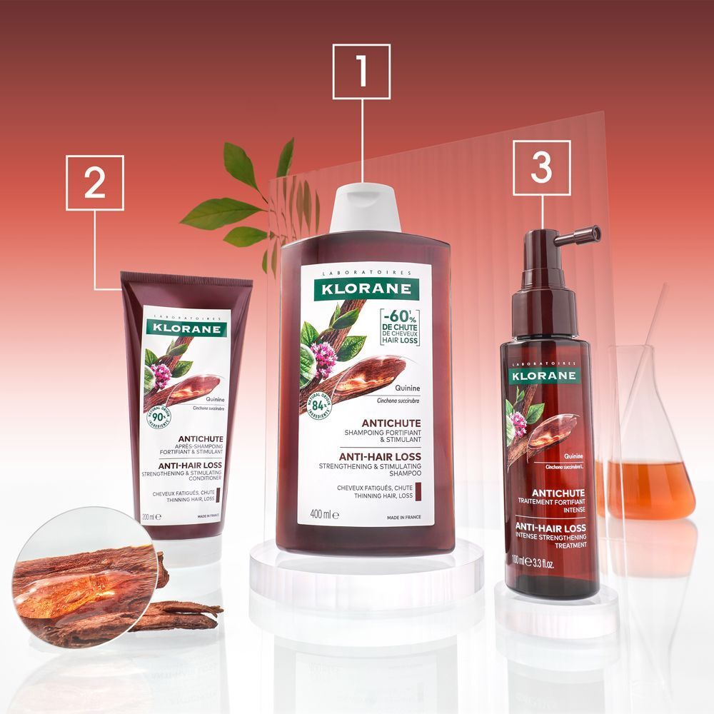 Gamma Klorane anticaduta: balsamo, shampoo e spray.
