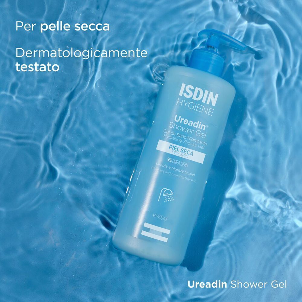 Gel doccia ISDIN Ureadin per pelli secche, testato dermatologicamente.