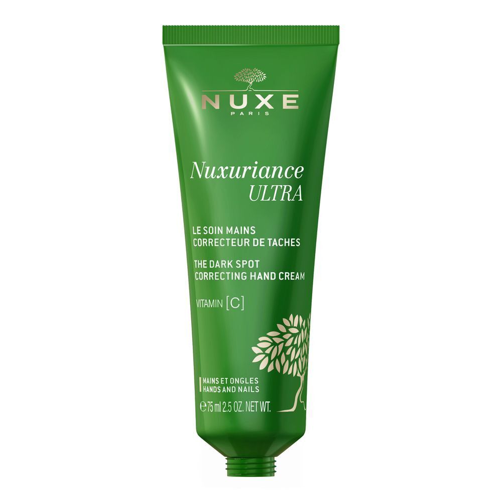 Un tubo verde di Nuxe Nuxuriance Ultra Trattamento Mani Correttore di Macchie.