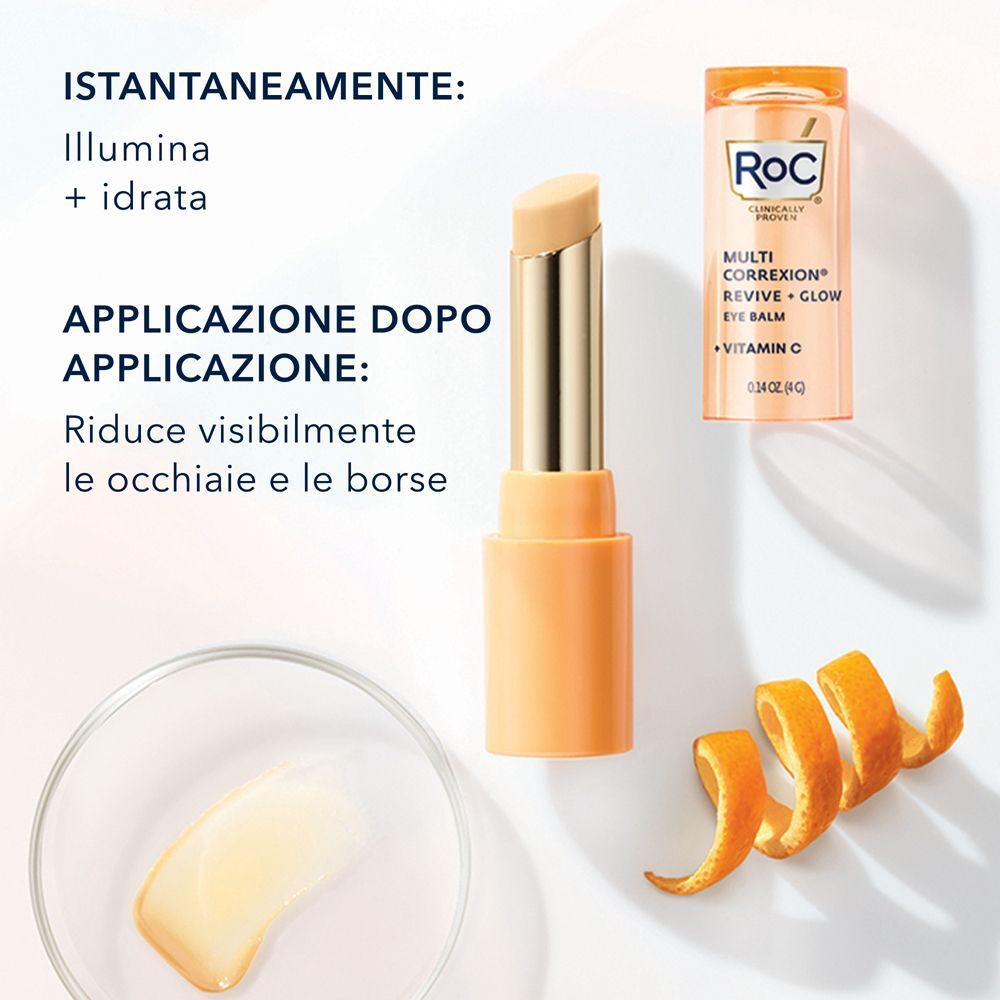 Balsamo occhi ROC Multi Correxion in un applicatore arancione.