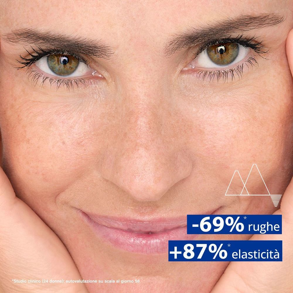 Primo piano di una donna che mostra l'efficacia della crema giorno Uriage Age Lift su rughe ed elasticità.