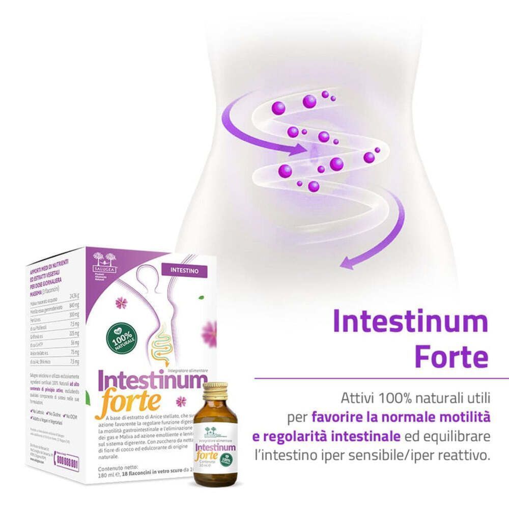 Intestinum Forte Salugea: attivi naturali per favorire motilità e regolarità intestinale.