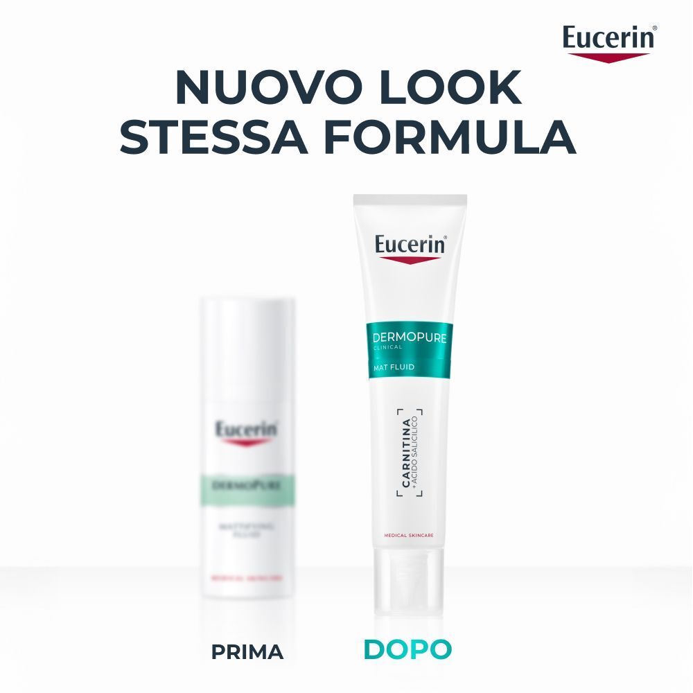 Confronto: vecchia e nuova confezione di Eucerin Dermopure Fluido Opacizzante.
