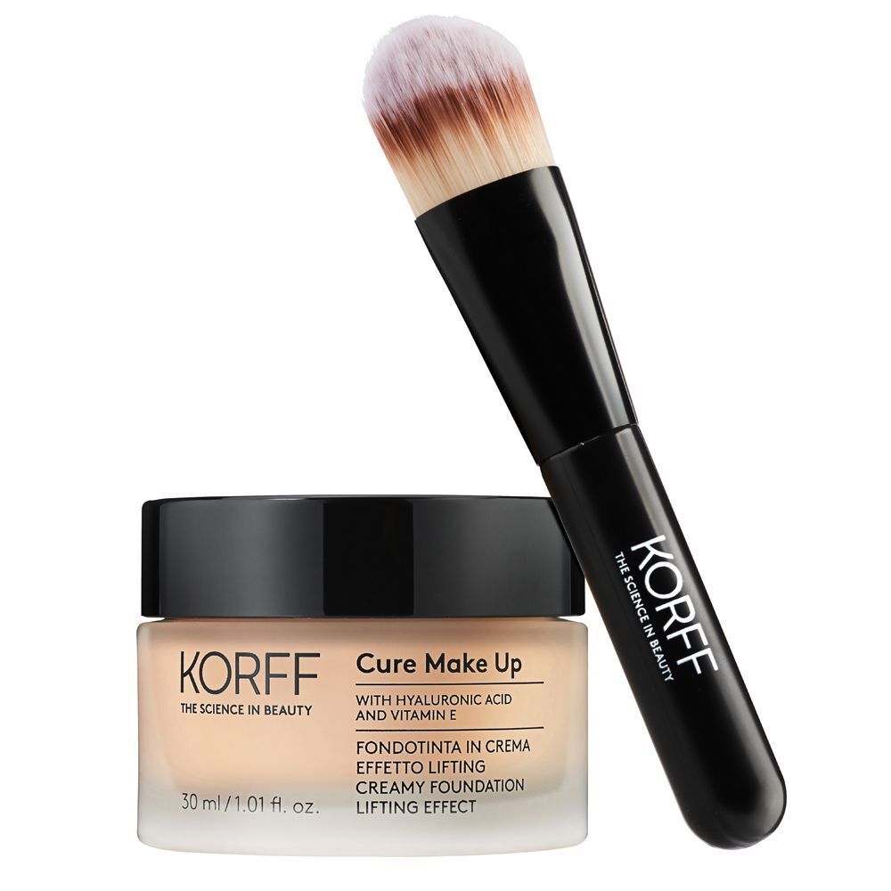 Vasetto di fondotinta KORFF effetto lifting con pennello.