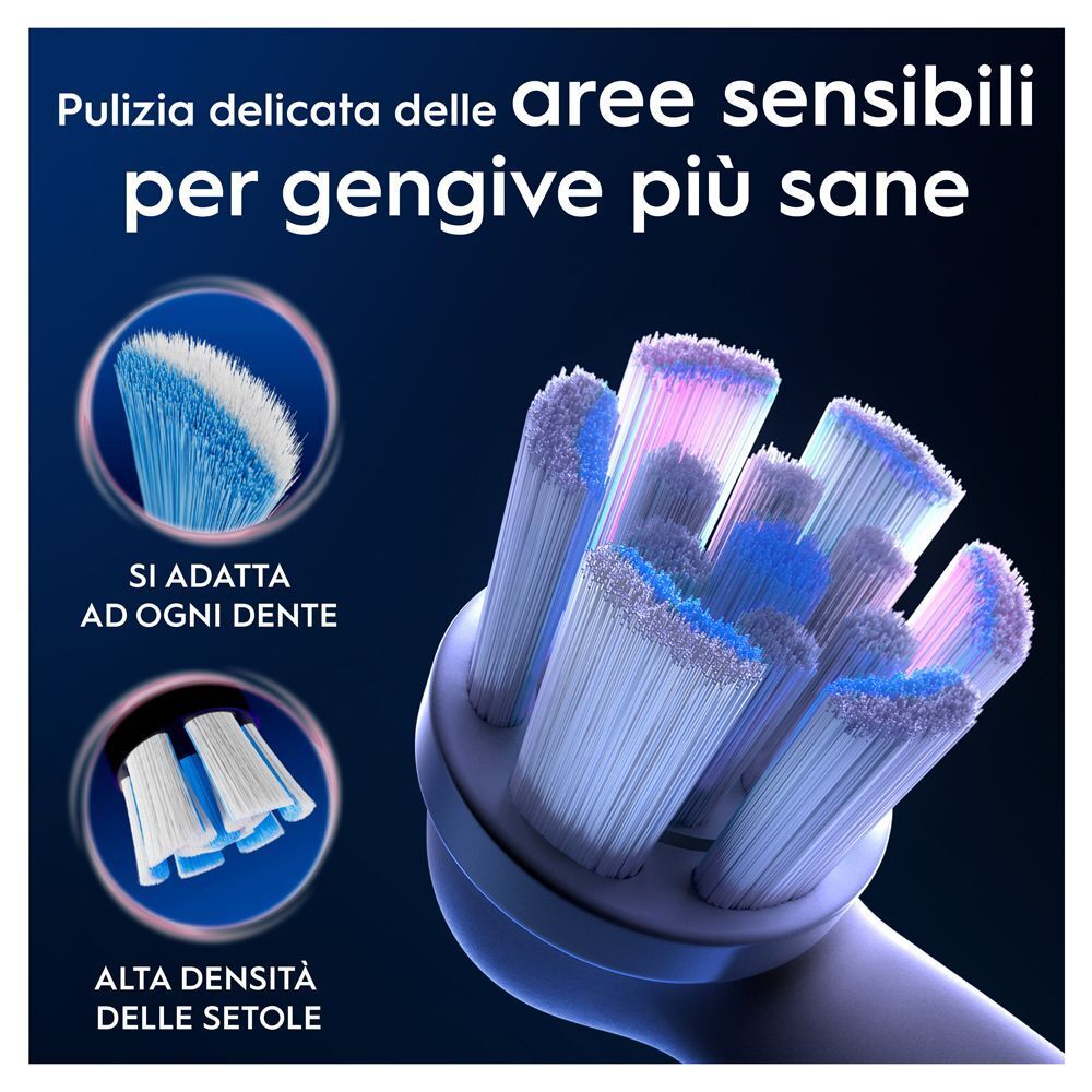 Testina Oral-B iO ad alta densità di setole per aree sensibili.