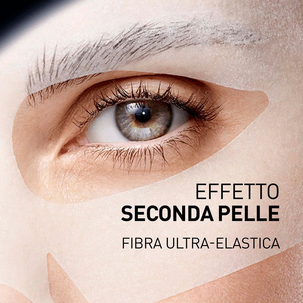 Primo piano di un occhio con maschera ultra-elastica, effetto seconda pelle.