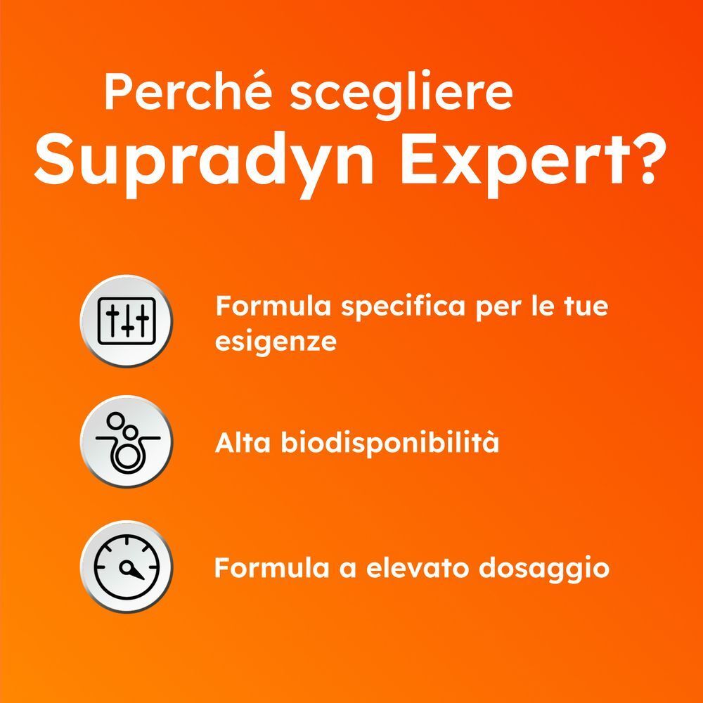 Supradyn Expert: Formula specifica, alta biodisponibilità e alto dosaggio.