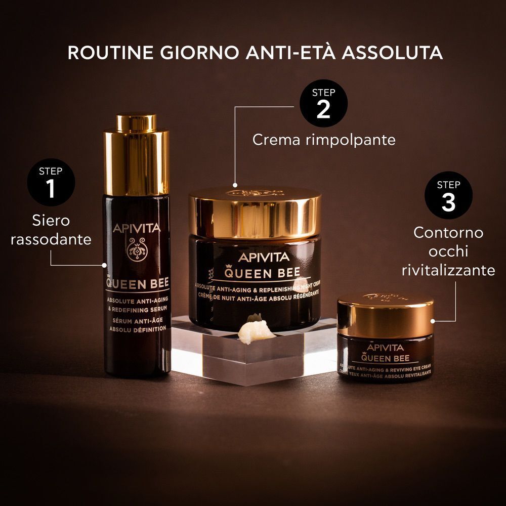 Routine giorno APIVITA Queen Bee: siero, crema notte e contorno occhi.