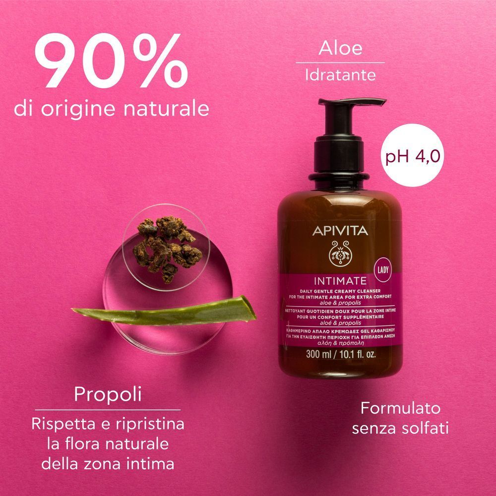 Detergente intimo Apivita Lady con aloe e propoli, pH 4,0.