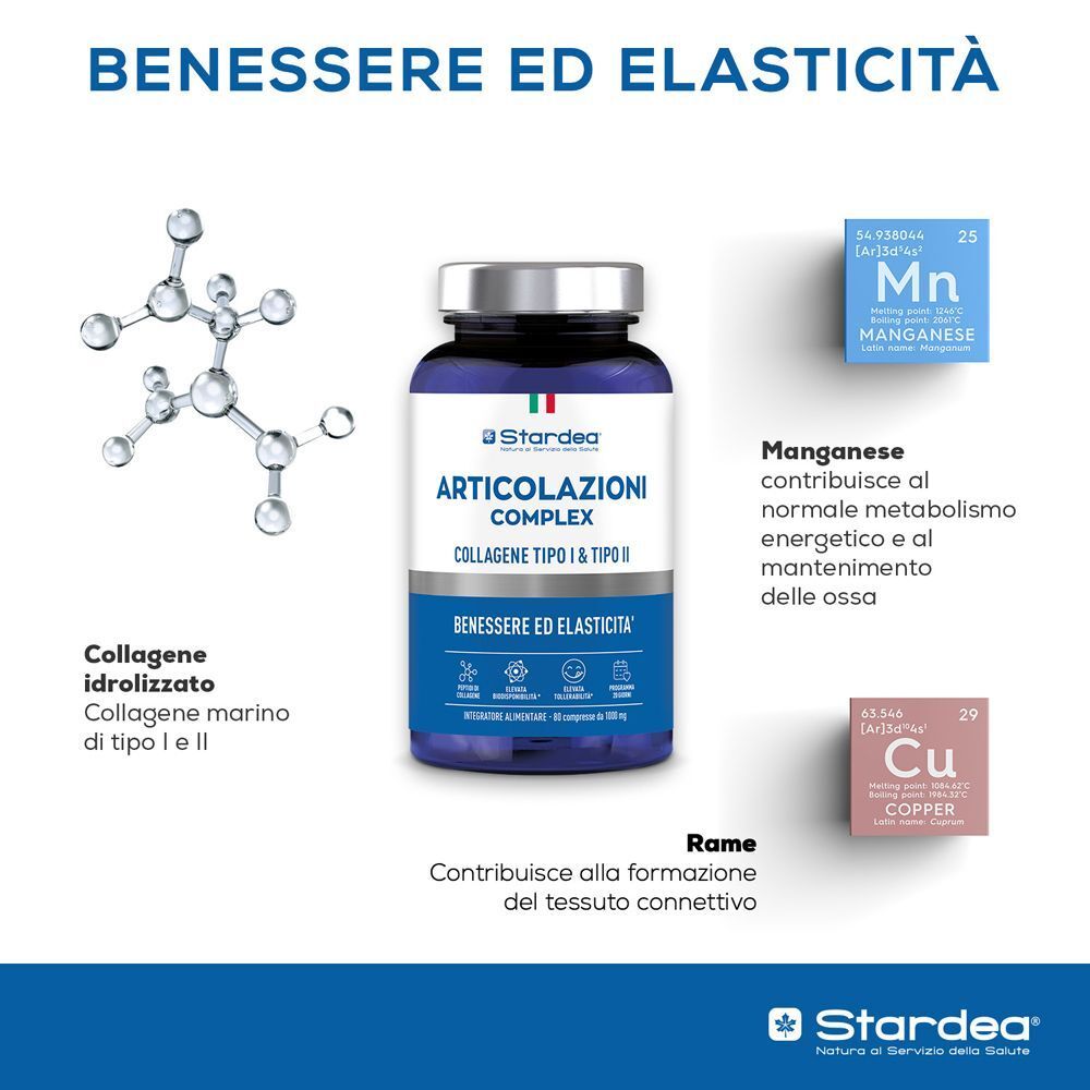 Flacone Stardea Articolazioni Complex con struttura molecolare, manganese e rame.