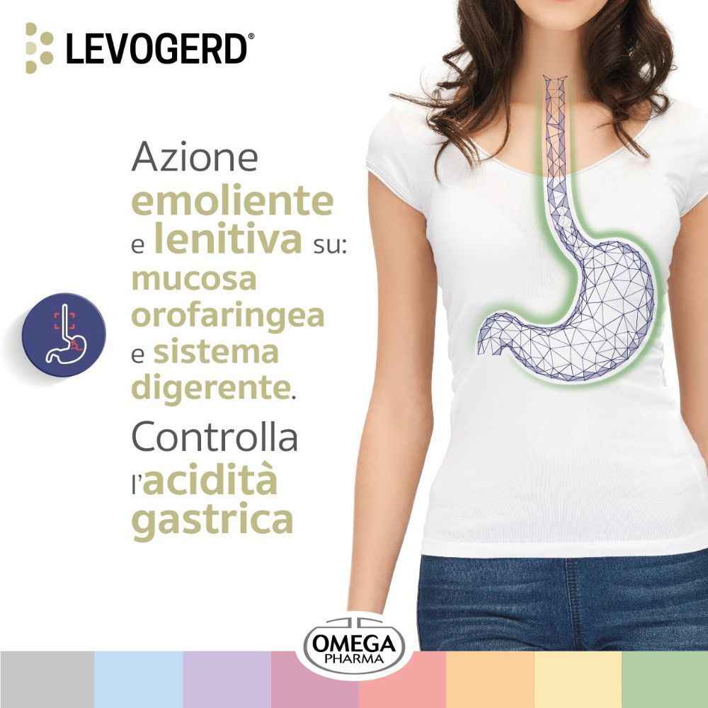 Sciroppo LEVOGERD: azione emolliente e lenitiva su mucosa orofaringea e sistema digerente. Controlla l'acidità gastrica.