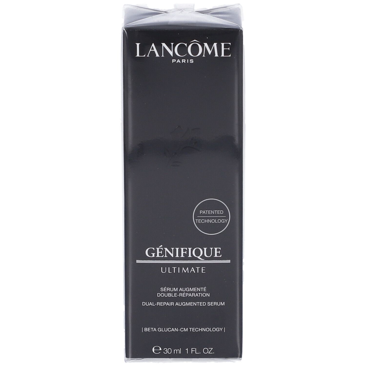 Scatola Lancôme Génifique Ultimate Siero. Fronte con logo e nome del prodotto. Contiene 30 ml.