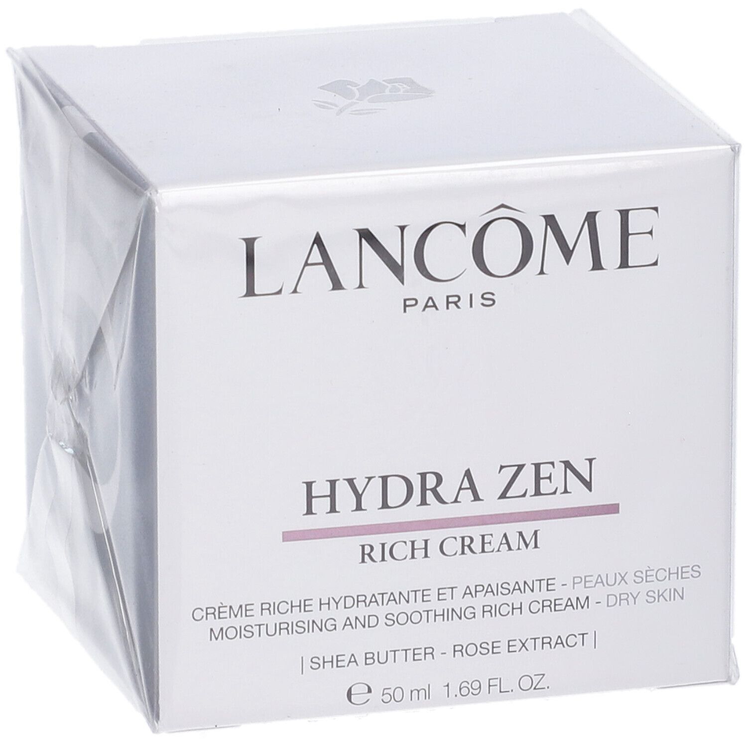 Confezione Lancôme Hydra Zen Rich Cream, 50 ml, con burro di karité.