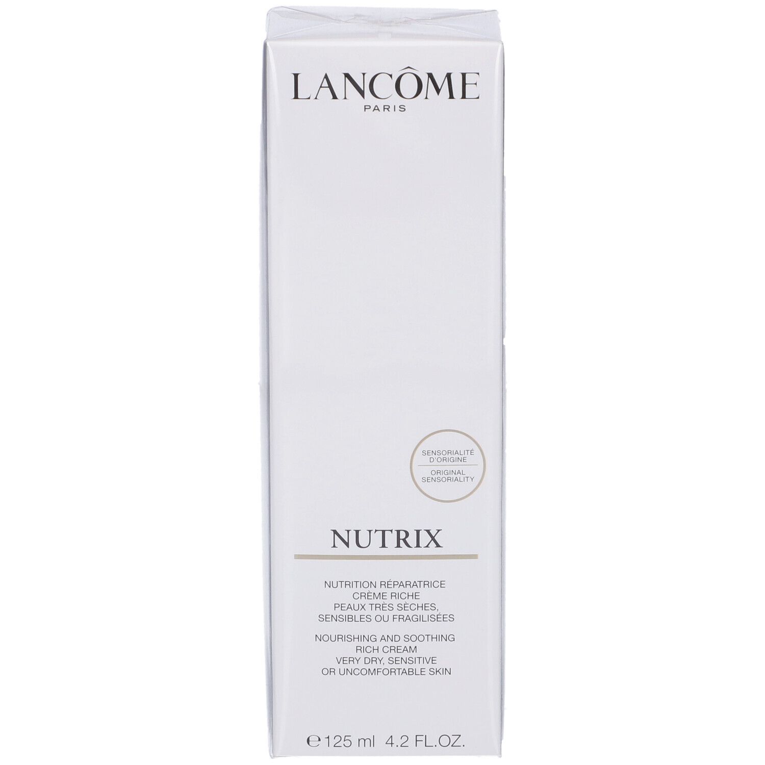 Confezione Lancôme Nutrix Crema Ricca Nutriente e Lenitiva. Fronte con logo, nome prodotto 'Nutrix' e descrizione.