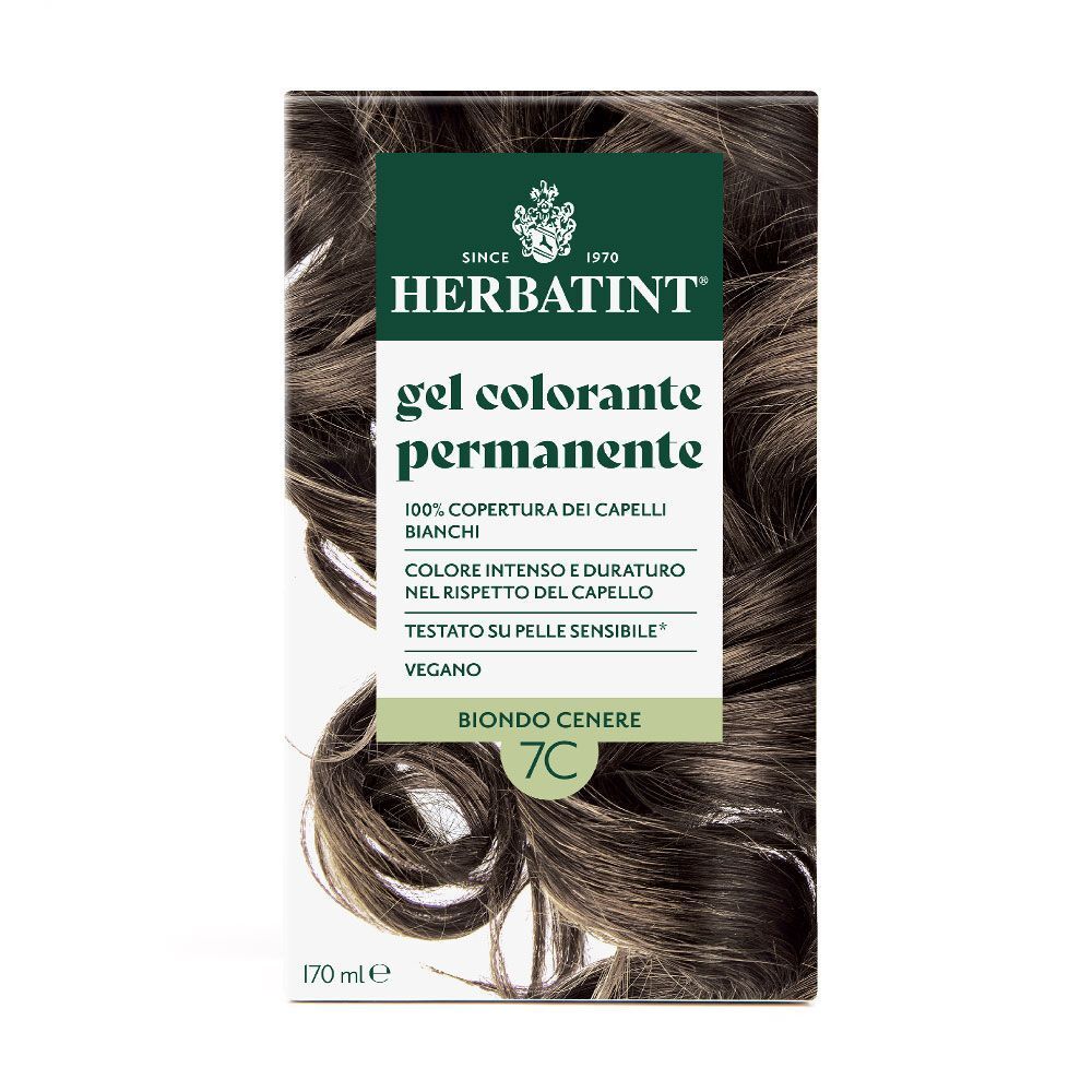 Herbatint gel colorante permanente, 7C Biondo Cenere, 100% copertura capelli bianchi, vegano.