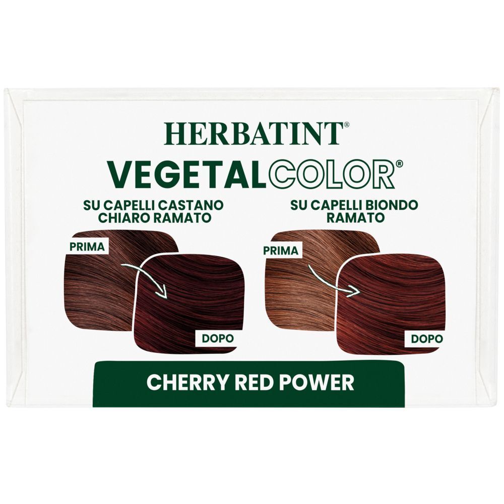 Herbatint Vegetal Color Cherry Red Power: risultati prima/dopo su capelli castani e biondi.