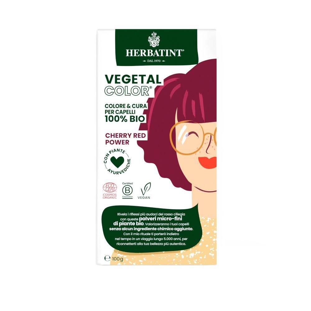 Herbatint Vegetal Color Cherry Red Power. Tintura bio con polveri vegetali.