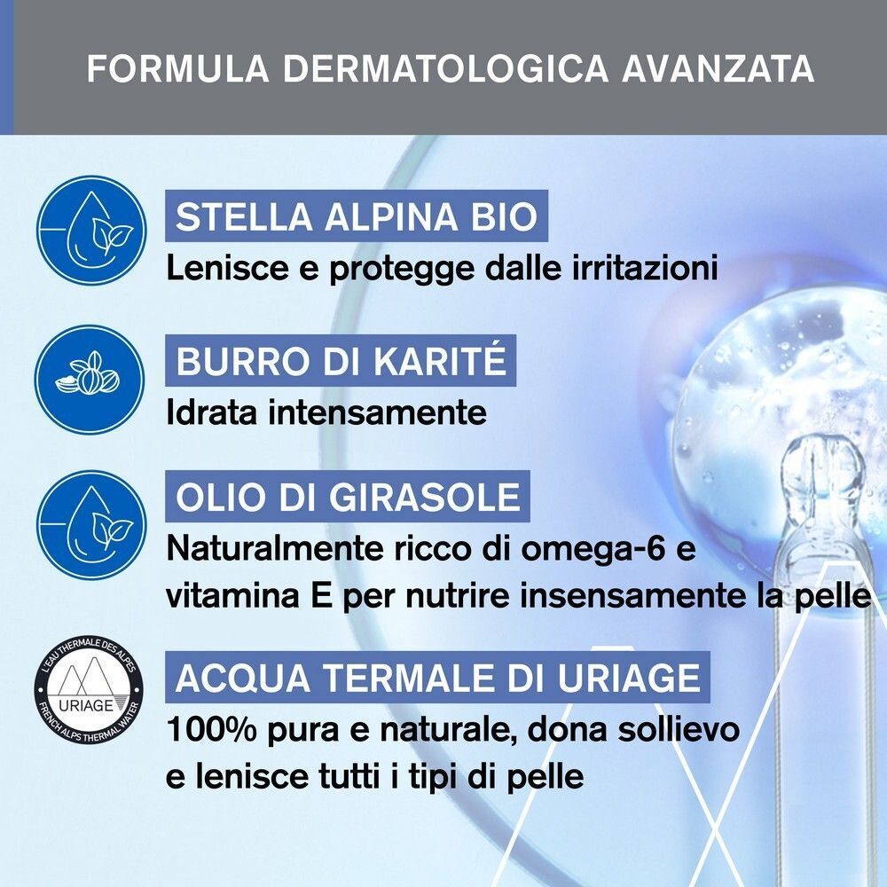 Ingredienti di URIAGE BEBE 1a Crema Lavante: Stella Alpina, Karité, Girasole.