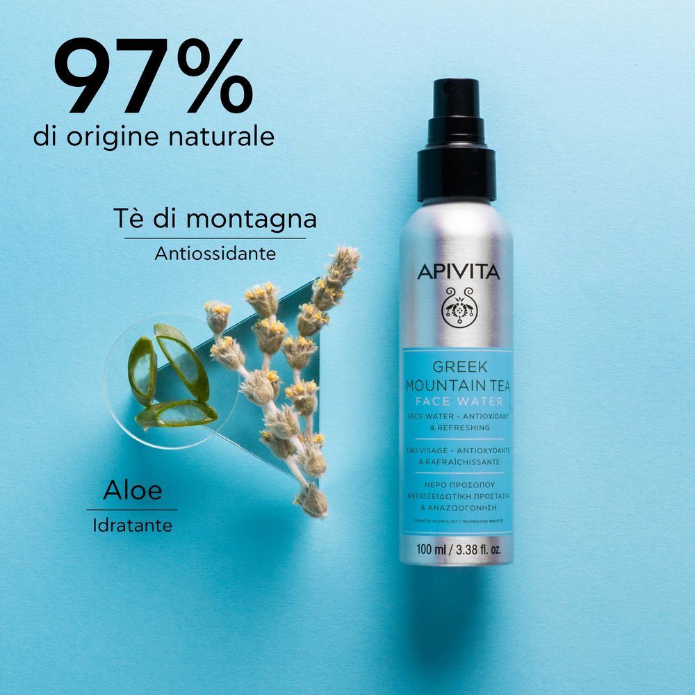 Acqua Viso APIVITA Tè Greco di Montagna, 100 ml, con tè di montagna e aloe.