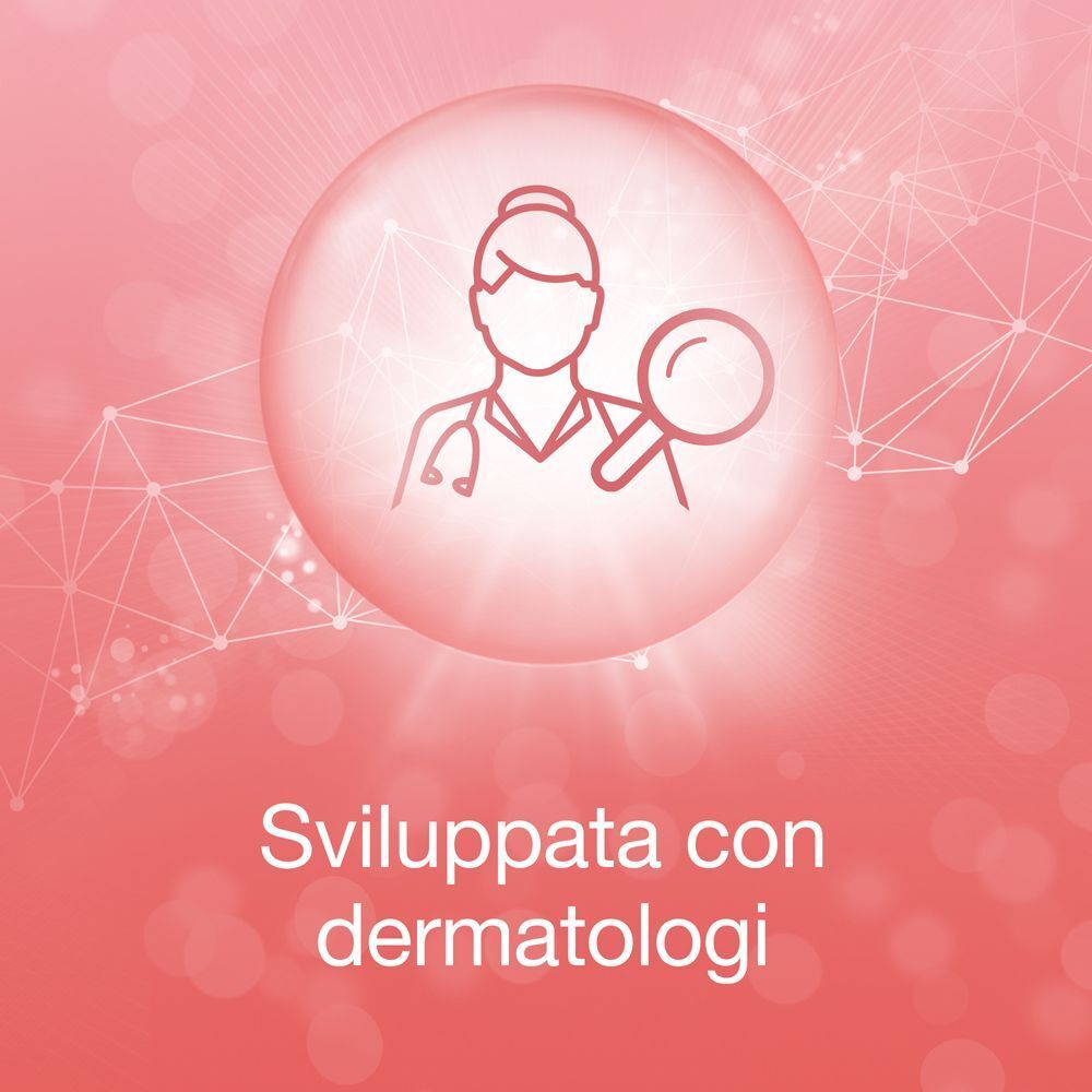 Una stilista dottoressa con lente d'ingrandimento. Sviluppato con dermatologi.