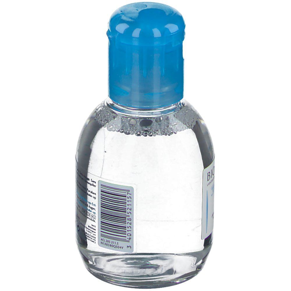 Lato di un flacone di BIODERMA Hydrabio H2O Acqua Micellare con etichetta e codice a barre.