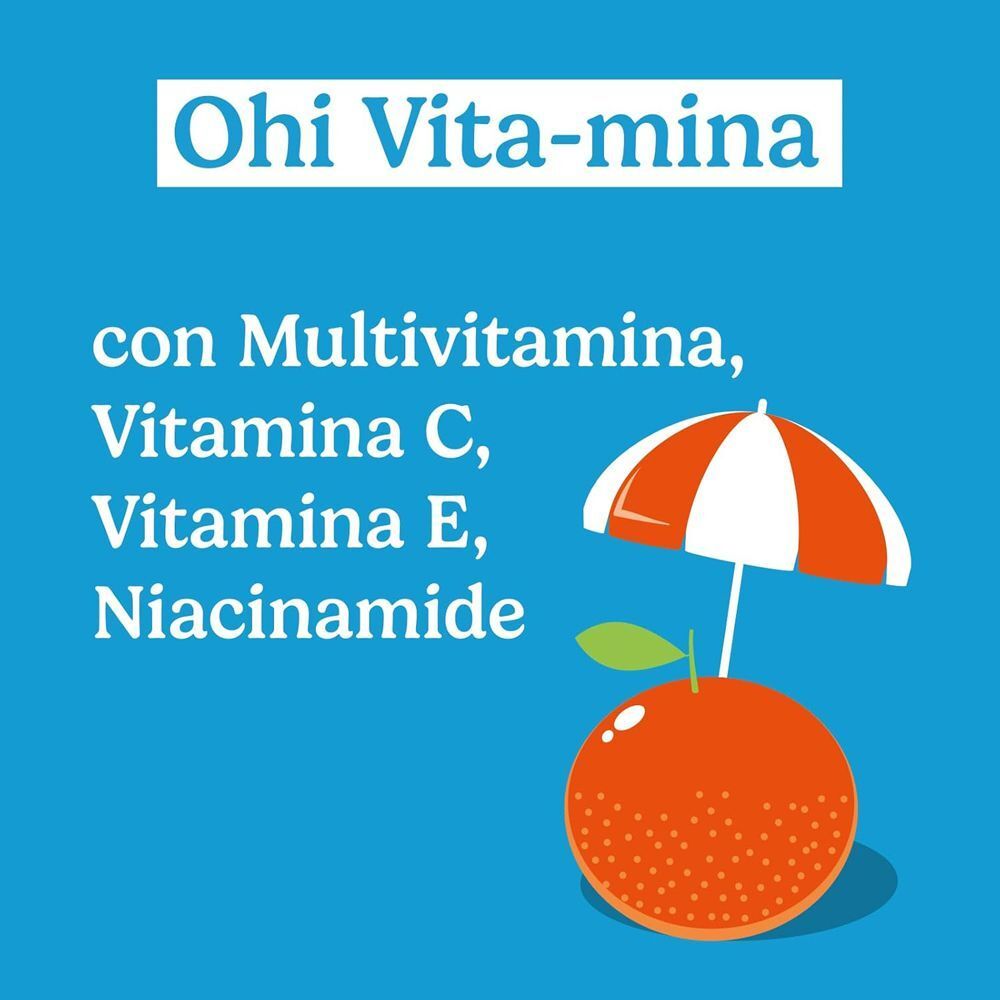 Bilboa Ohi Vita-mina: Contiene Multivitaminico, Vitamina C, E, Niacinamide. Arancia sotto ombrellone.