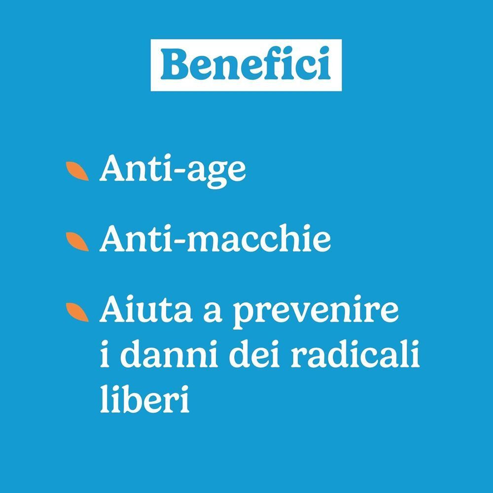 Elenco dei benefici: Anti-età, Anti-macchie, Aiuta a prevenire i danni da radicali liberi.