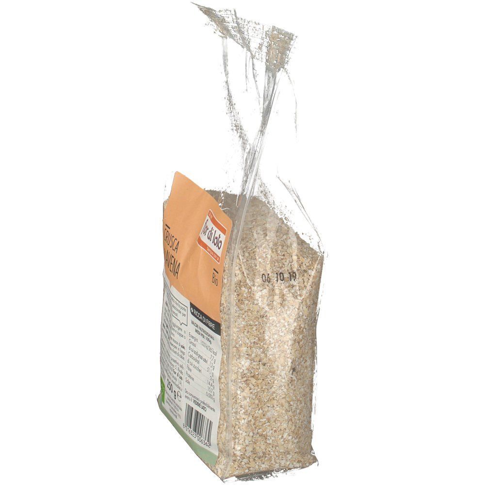 Confezione di crusca d'avena bio Fior di Lolo, vista laterale.