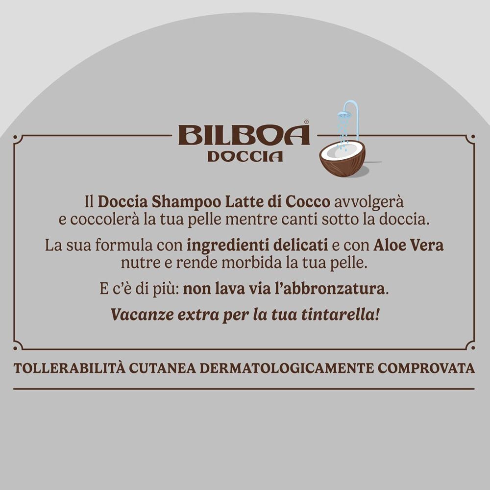 Bilboa Doccia: Doccia Shampoo Latte di Cocco e Aloe Vera, protegge l'abbronzatura.