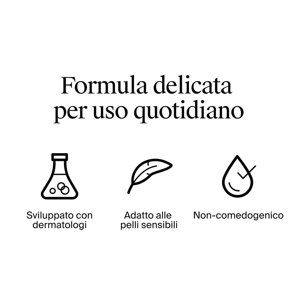 Icone per sviluppato con dermatologi, adatto a pelli sensibili, non comedogenico.