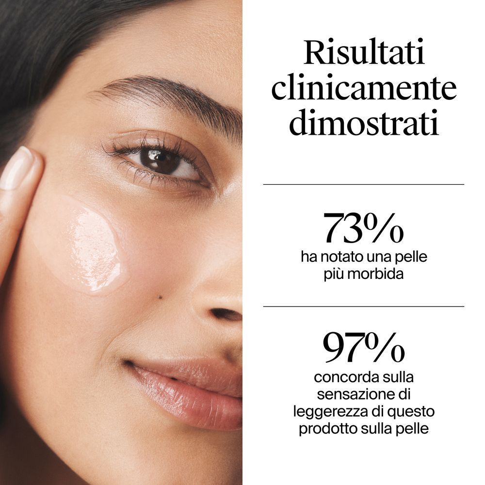 Primo piano di un viso che mostra l'effetto di Neutrogena Hydro Boost.