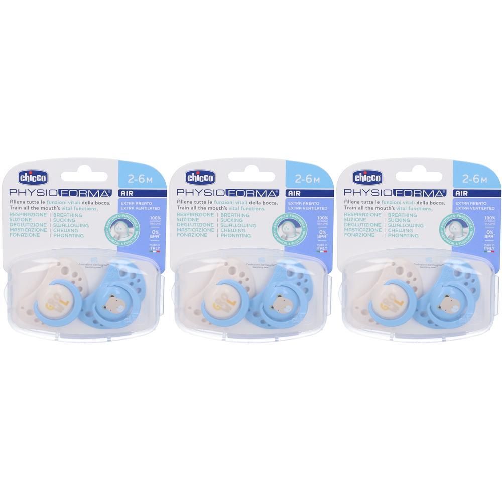 Chicco Succhietti Air in Silicone Colore Azzurro 2-6 Mesi