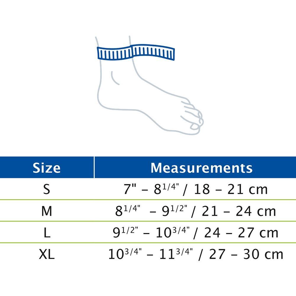 Tabella delle taglie per la cavigliera elastica Actimove Everyday Supports Cavigliera Elastica L.