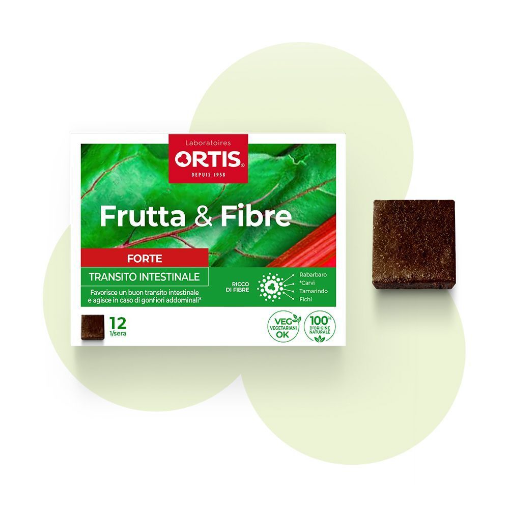 Confezione Ortis Frutta & Fibre Forte da 12 pezzi e un singolo pezzo.