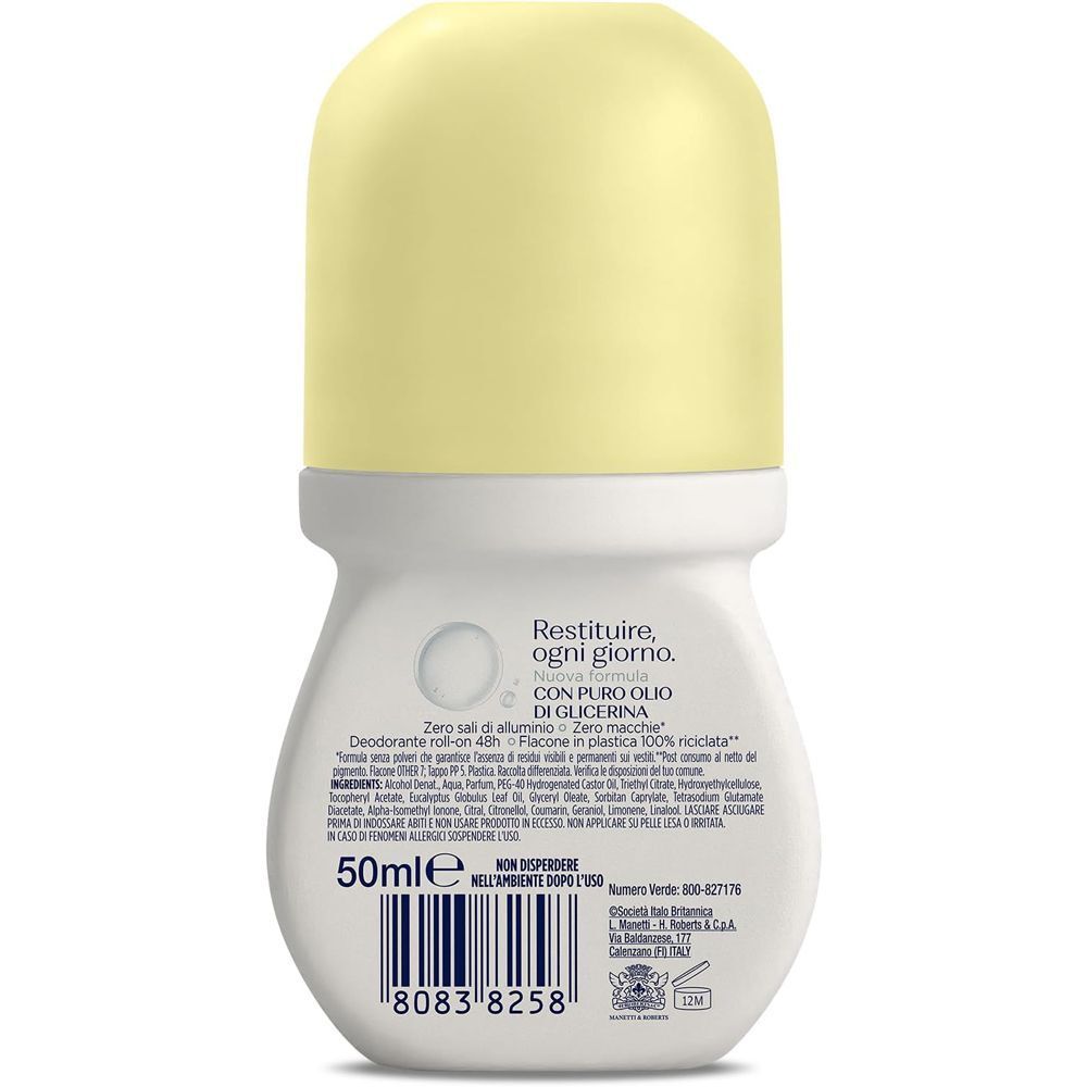 Retro del Neutro Roberts Deo Fresco Giallo Roll-On (50ml). Contiene glicerina, zero sali.