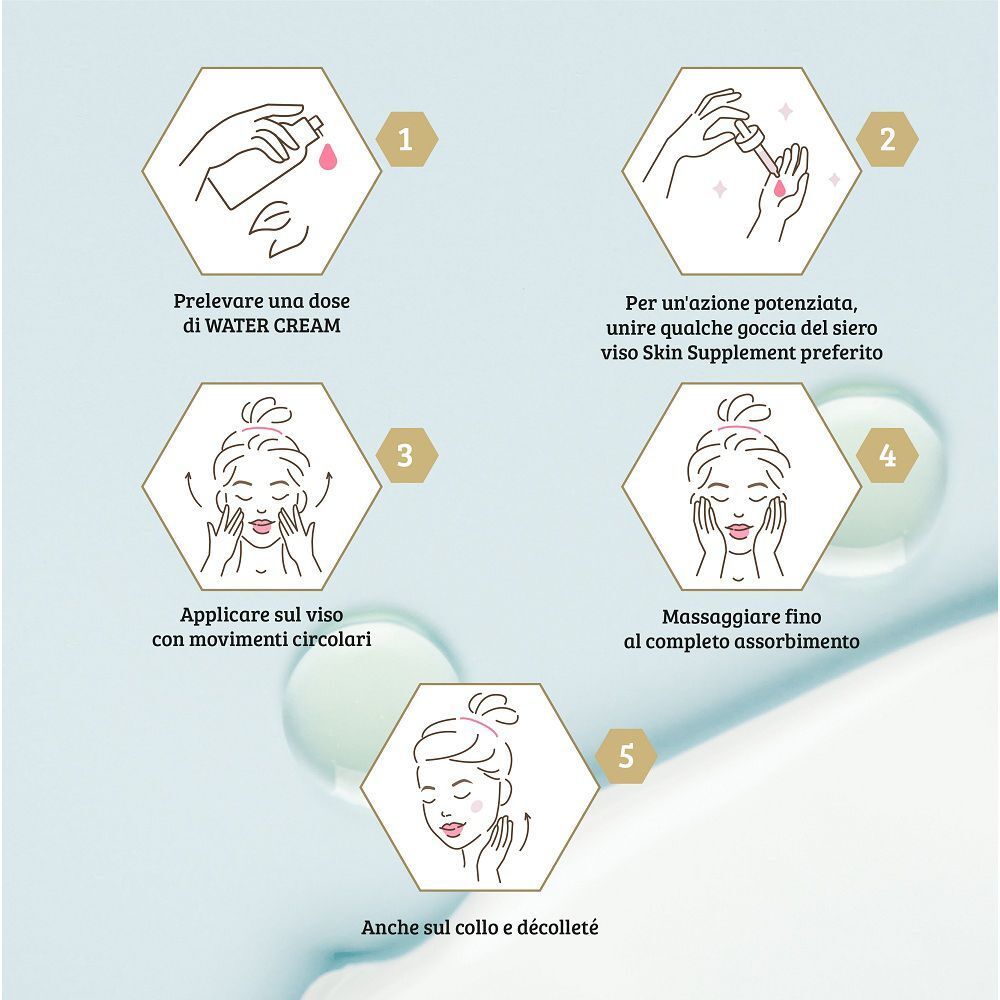 Istruzioni passo passo per l'applicazione di Colours of Life® Water Cream.