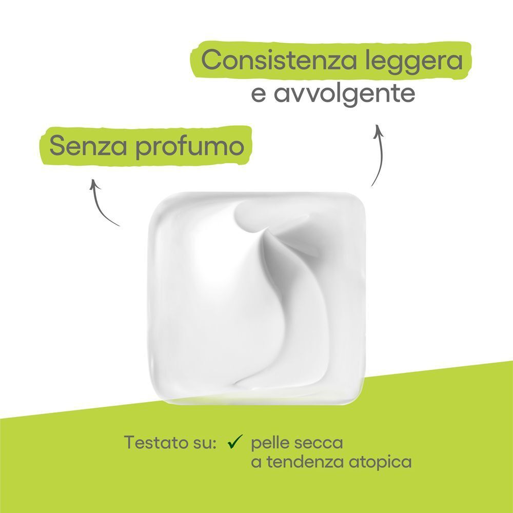 Consistenza leggera e avvolgente della crema A-Derma Biology Nutri, senza profumo.
