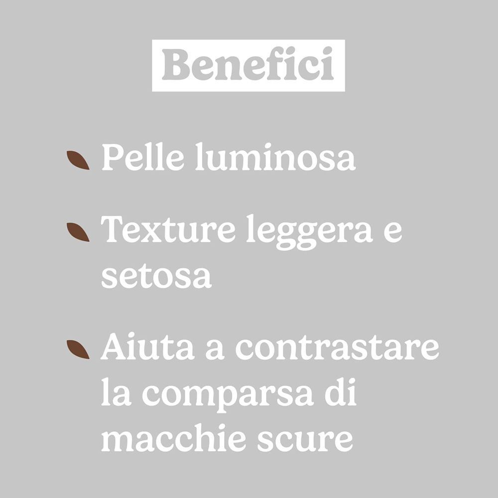 Elenco dei benefici di Bilboa Coccobello: pelle luminosa, texture leggera, contro le macchie scure.