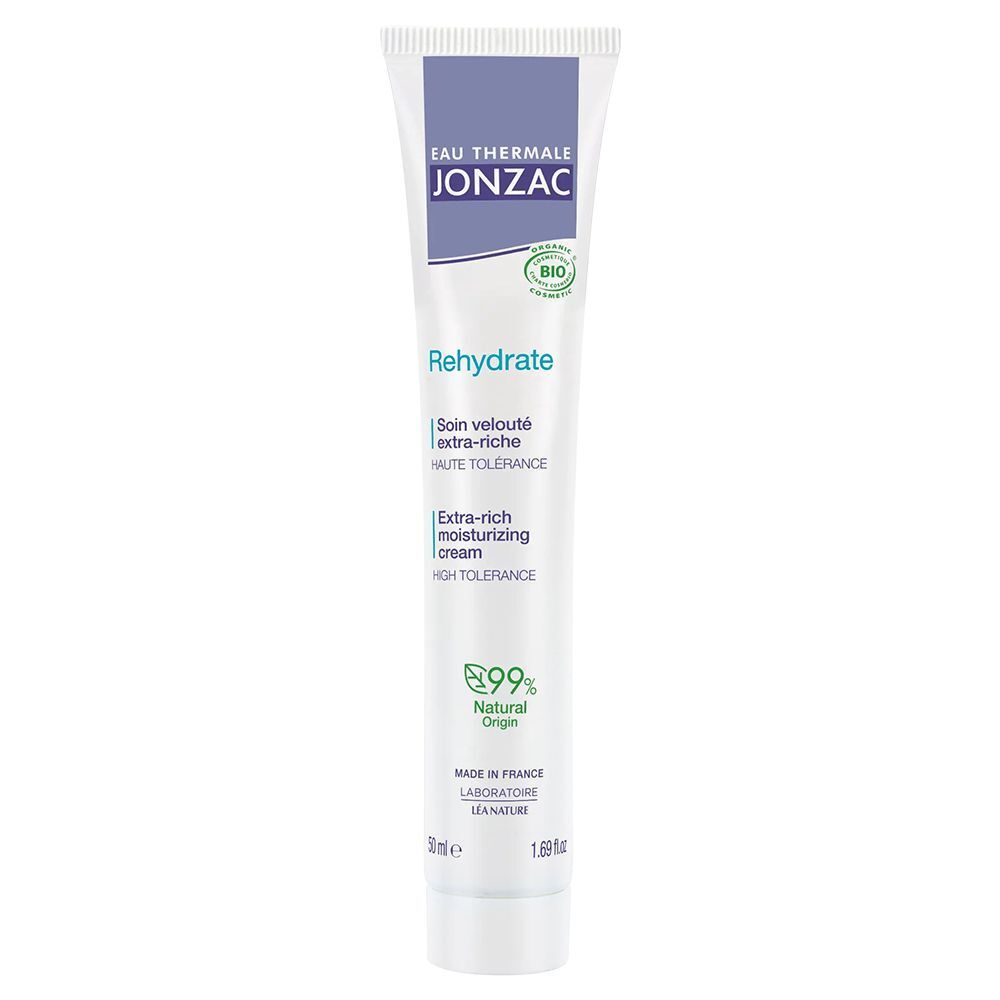 Tubo di Crema idratante extra-ricca Eau Thermale Jonzac, 50ml, 99% di origine naturale.