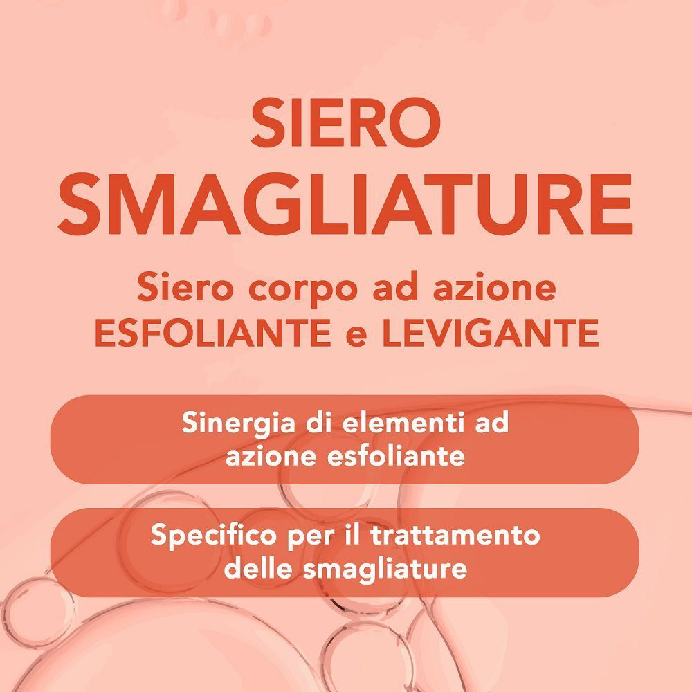 Primo piano del Siero Smagliature Colours of Life, che promette azione esfoliante e levigante.
