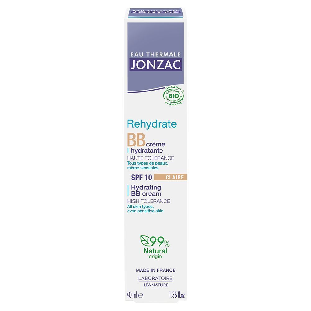 Confezione di BB cream idratante Chiara Eau Thermale Jonzac, 40ml, con SPF 10.