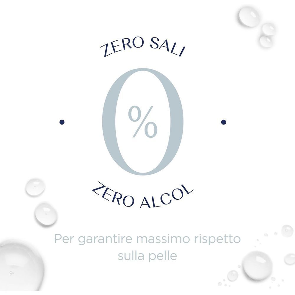 Simbolo 'Zero Sali, Zero Alcol' per il massimo rispetto della pelle.